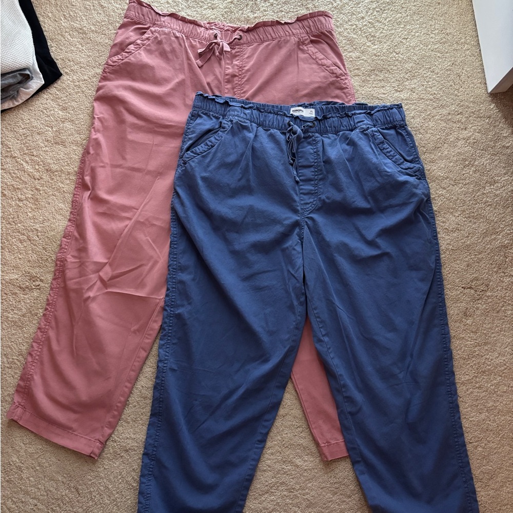 Pink and Blue Casual Ankle Pants Set